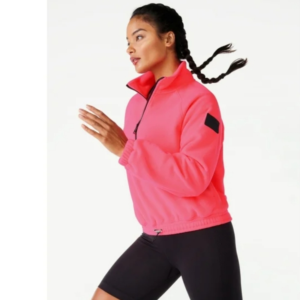 Vibrant Pink Turtleneck Sweater with Cowl Neck